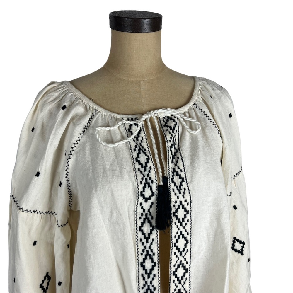 World Market women’s‎ tie front embroidered boho top SZ S - Picture 2 of 10